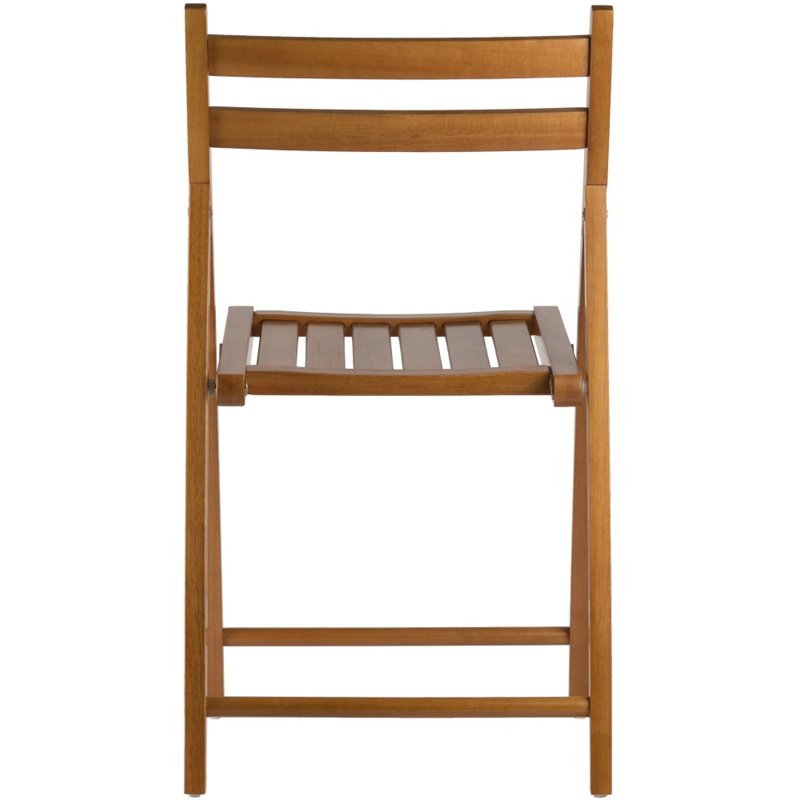 Pemberly Row Transitional Solid Wood Folding Chair in Teak (Set of 4)