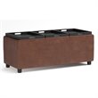 Pemberly Row Faux Air Leather Storage Ottoman in Distressed Saddle Brown