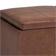 Pemberly Row Faux Air Leather Storage Ottoman in Distressed Saddle Brown