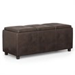 Pemberly Row Faux Air Leather Storage Ottoman in Distressed Brown