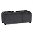 Pemberly Row Faux Air Leather Rectangular Storage Ottoman in Black