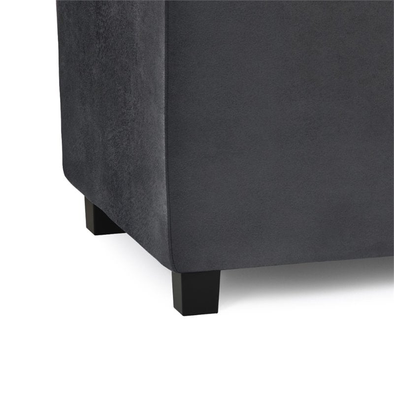 Pemberly Row Faux Air Leather Rectangular Storage Ottoman in Black