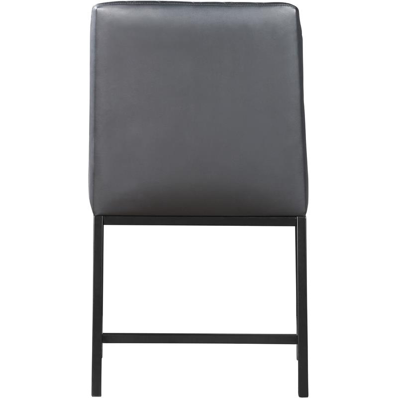 Pemberly Row Quilted Gray Vegan Leather Dining Chair (Set of 2)