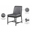 Pemberly Row Quilted Gray Vegan Leather Dining Chair (Set of 2)