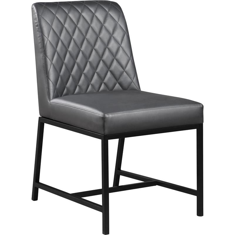 Pemberly Row Quilted Gray Vegan Leather Dining Chair (Set of 2)