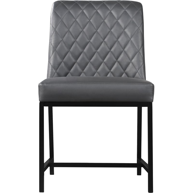 Pemberly Row Quilted Gray Vegan Leather Dining Chair (Set of 2)