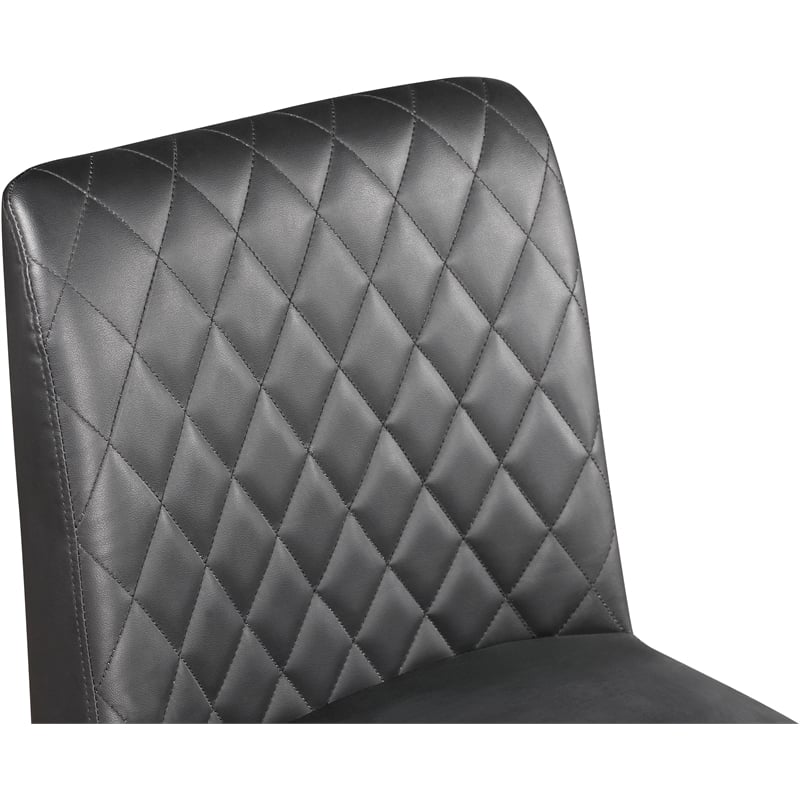 Pemberly Row Quilted Gray Vegan Leather Dining Chair (Set of 2)