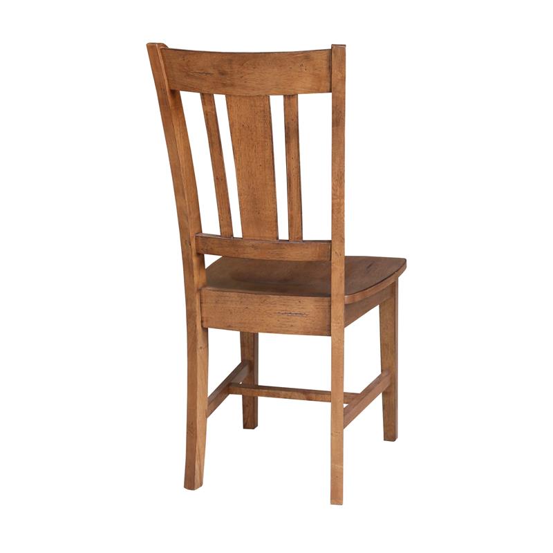 Pemberly Row Set of Two Solid Wood Splatback Chair Distressed Oak