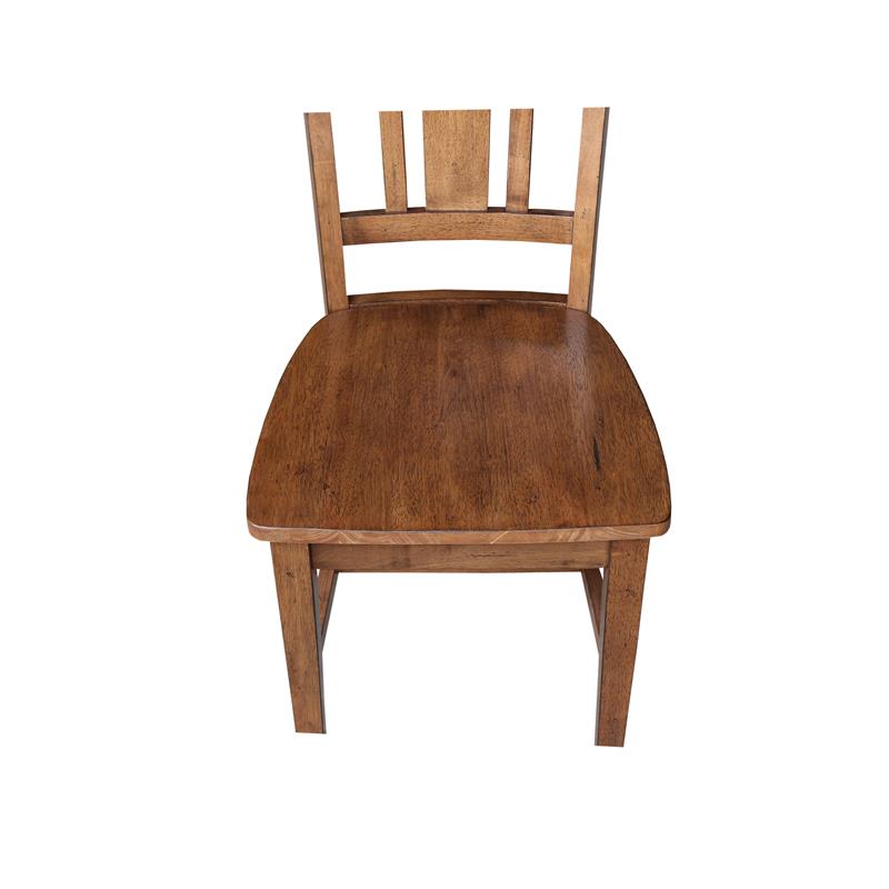 Pemberly Row Set of Two Solid Wood Splatback Chair Distressed Oak