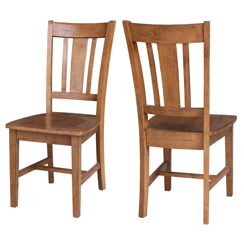 Pemberly Row Set of Two Solid Wood Splatback Chair Distressed Oak