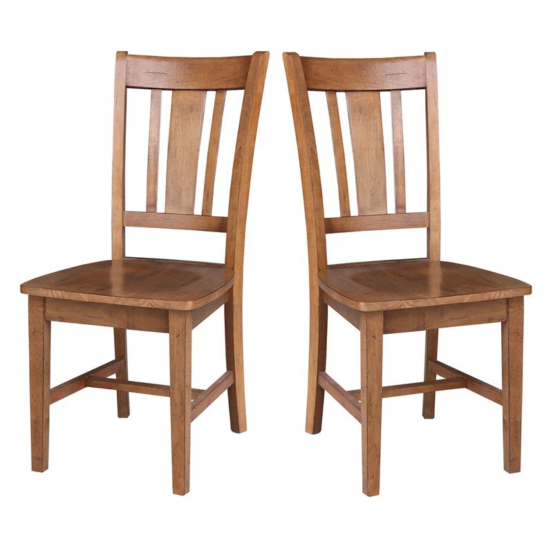 Pemberly Row Set of Two Solid Wood Splatback Chair Distressed Oak
