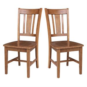 Pemberly Row Set of Two Solid Wood Splatback Chair Distressed Oak