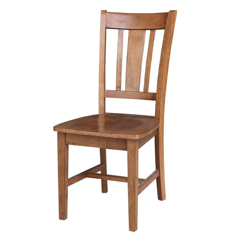 Pemberly Row Set of Two Solid Wood Splatback Chair Distressed Oak