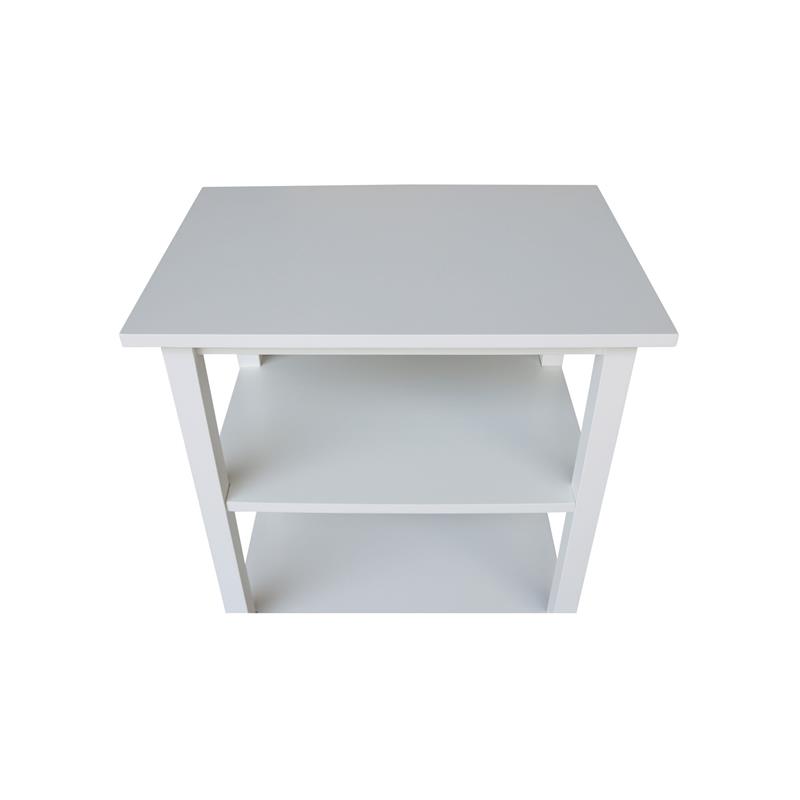 Pemberly Row Contemporary Solid Wood Microwave Cart in White