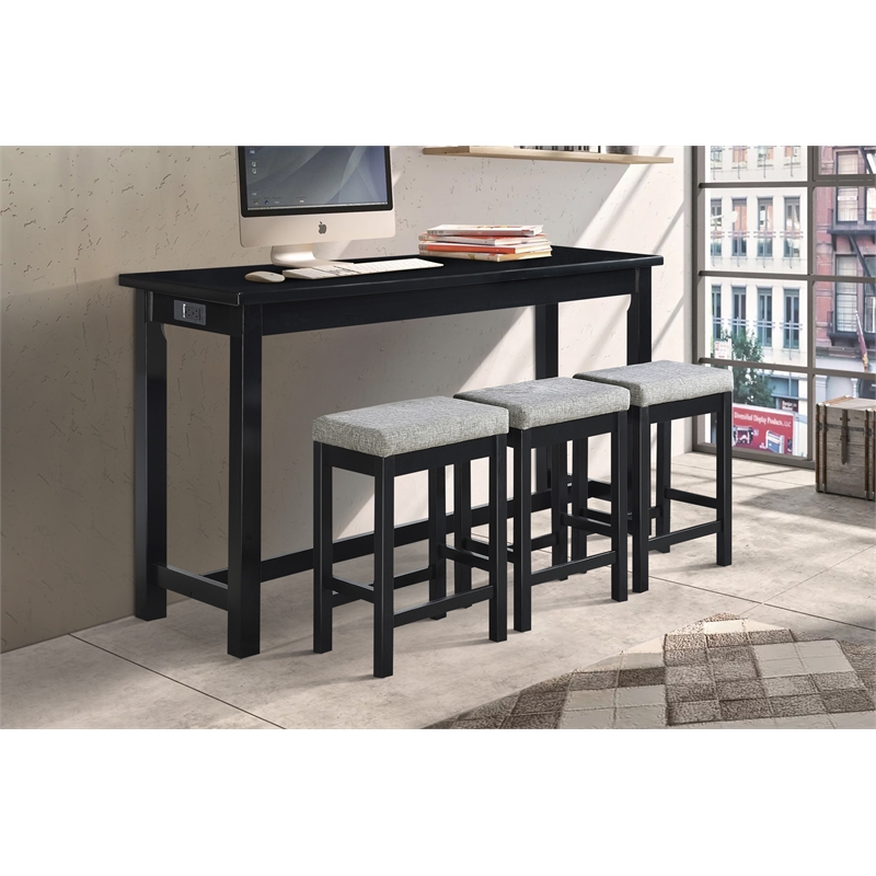 Pemberly Row 4 Piece Wood Counter Height Dining Set in Black