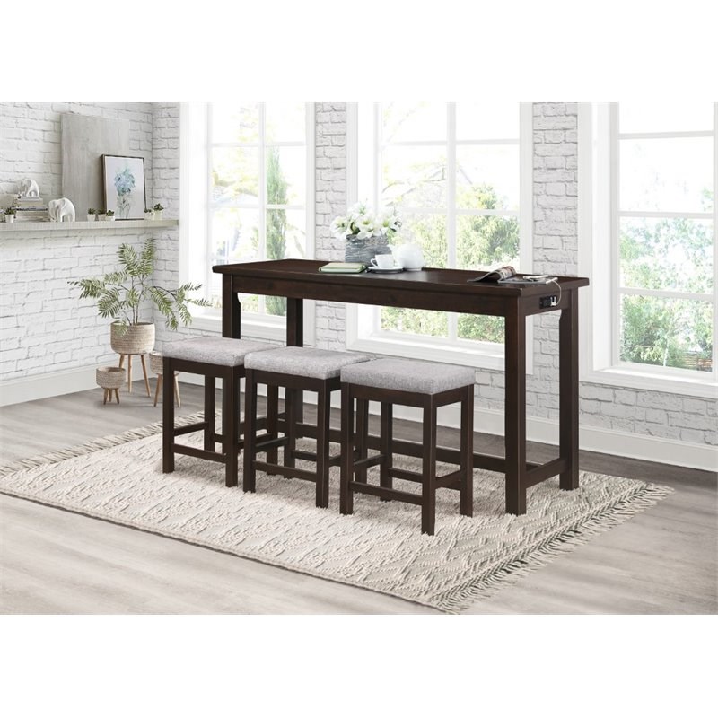Pemberly Row 4 Piece Wood Counter Height Dining Set in Espresso