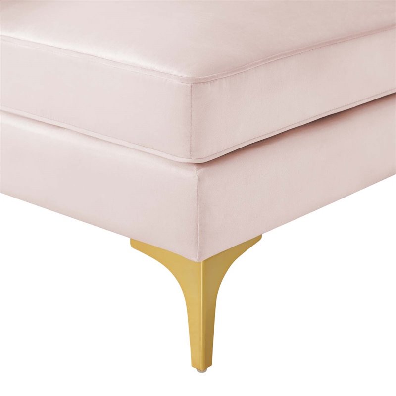 Pemberly Row Modern Channel Tufted Performance Velvet Corner Chair in Pink