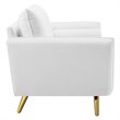 Pemberly Row Modern Performance Velvet & Metal Sofa in White / Gold