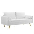 Pemberly Row Modern Performance Velvet & Metal Sofa in White / Gold