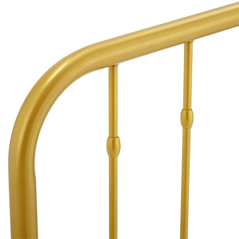 Pemberly Row Contemporary Modern Queen Metal Spindle Headboard in Gold