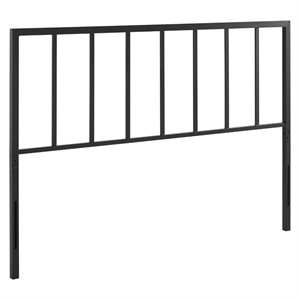 Pemberly Row Full Modern Style Powder Coated Iron Headboard in Black