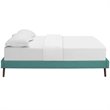 Pemberly Row King Polyester Fabric Bed Frame with Round Splayed Legs in Teal