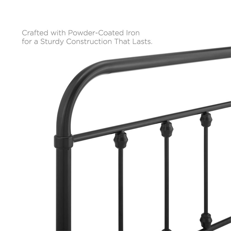 Pemberly Row Modern Farmhouse Full Metal Spindle Headboard in Black