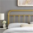 Pemberly Row Queen Modern Powder Coated Iron Headboard in Gold Finish