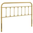 Pemberly Row Queen Modern Powder Coated Iron Headboard in Gold Finish