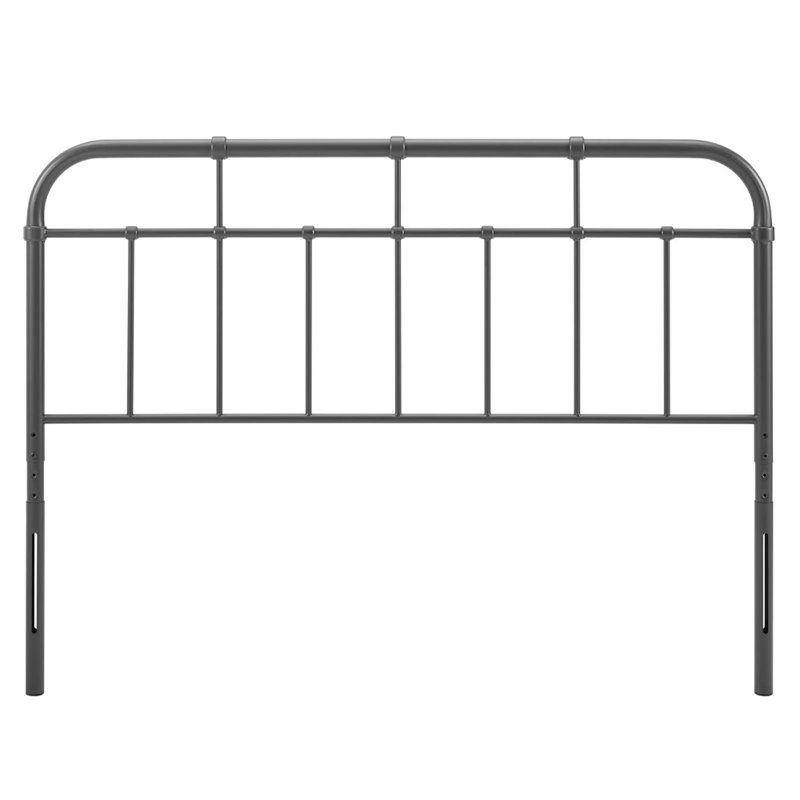 Pemberly Row Modern Farmhouse Twin Metal Spindle Headboard in Gray