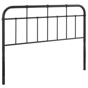 Pemberly Row Modern Farmhouse Queen Metal Spindle Headboard in Black