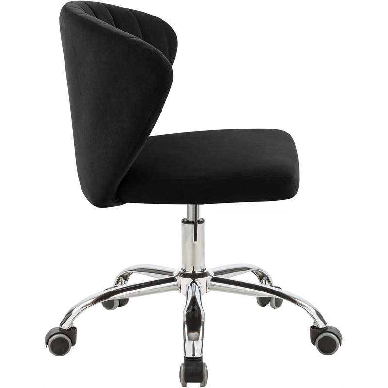 Pemberly Row Swivel Adjustable Black Velvet and Chrome Office Chair