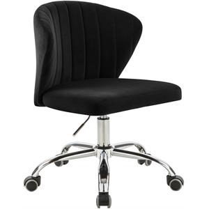 Pemberly Row Swivel Adjustable Black Velvet and Chrome Office Chair