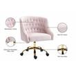 Pemberly Row Swivel Adjustable Pink Velvet and Gold Office Chair