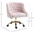 Pemberly Row Swivel Adjustable Pink Velvet and Gold Office Chair