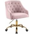 Pemberly Row Swivel Adjustable Pink Velvet and Gold Office Chair