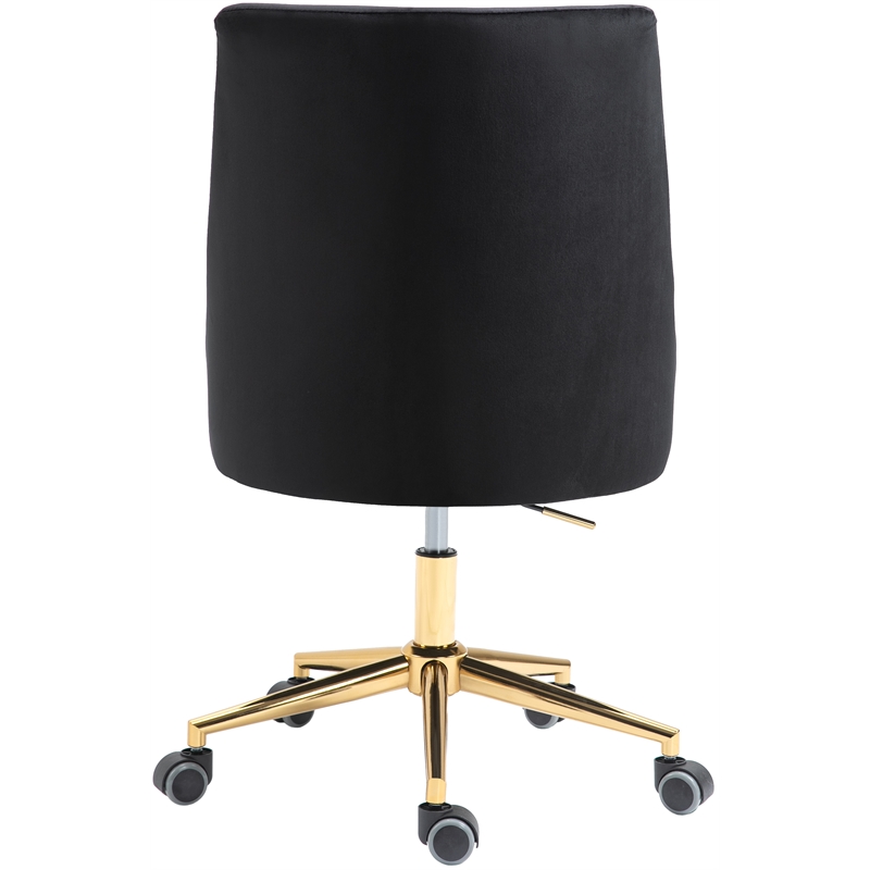 Pemberly Row Swivel Adjustable Black Velvet and Gold Office Chair