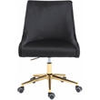 Pemberly Row Swivel Adjustable Black Velvet and Gold Office Chair