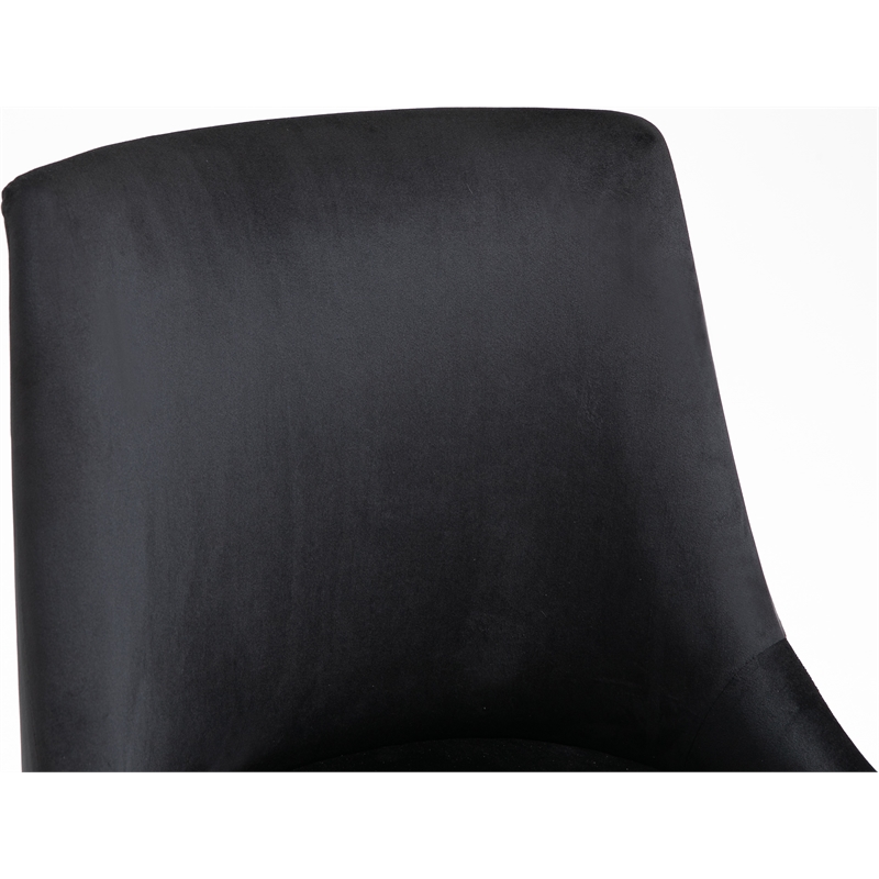 Pemberly Row Swivel Adjustable Black Velvet and Gold Office Chair