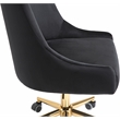 Pemberly Row Swivel Adjustable Black Velvet and Gold Office Chair