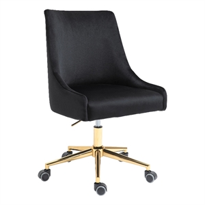 Pemberly Row Swivel Adjustable Black Velvet and Gold Office Chair