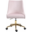 Pemberly Row Swivel Adjustable Pink Velvet and Gold Office Chair