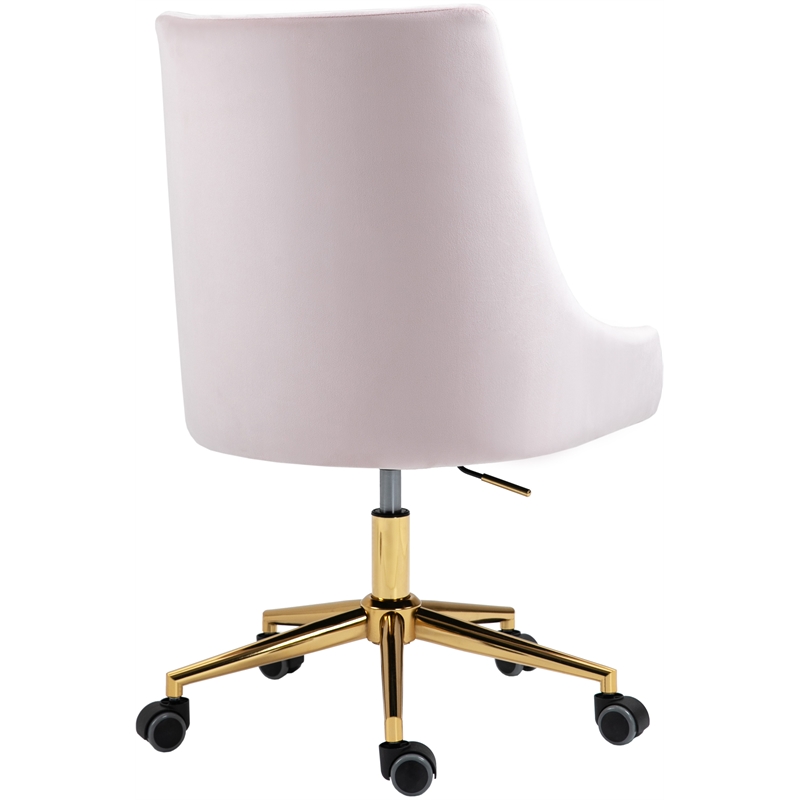 Pemberly Row Swivel Adjustable Pink Velvet and Gold Office Chair