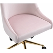 Pemberly Row Swivel Adjustable Pink Velvet and Gold Office Chair