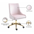 Pemberly Row Swivel Adjustable Pink Velvet and Gold Office Chair