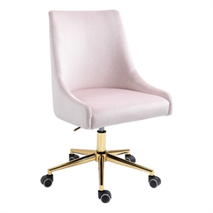 Pemberly Row Swivel Adjustable Pink Velvet and Gold Office Chair