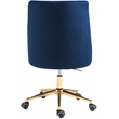 Pemberly Row Swivel Adjustable Navy Velvet and Gold Office Chair
