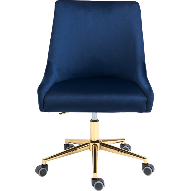Pemberly Row Swivel Adjustable Navy Velvet and Gold Office Chair
