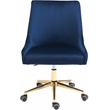 Pemberly Row Swivel Adjustable Navy Velvet and Gold Office Chair