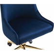 Pemberly Row Swivel Adjustable Navy Velvet and Gold Office Chair